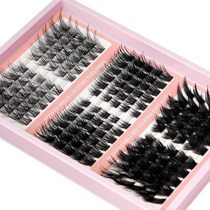 Fairy Lash Clusters Fox Eye Cluster Lashes Manga Left & Right Eyelashes Clusters DIY Individual Lashes Extension, 3 Styles Soft C Curl Individual Fluffy Eyelash Cluster (WY02)