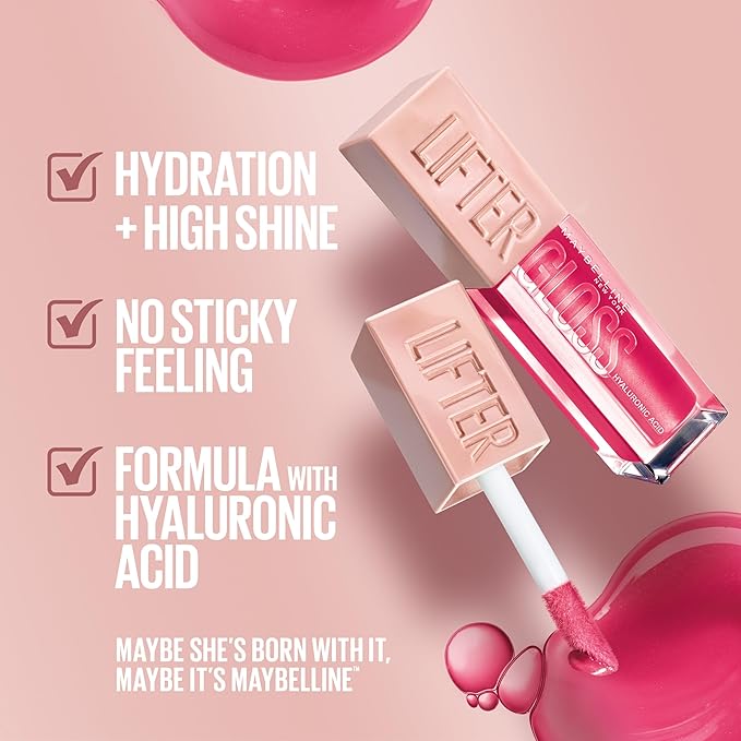 Maybelline Lifter Gloss, Hydrating Lip Gloss with Hyaluronic Acid, High Shine for Plumper Looking Lips, Opal, Pink Neutral, 0.18 Ounce