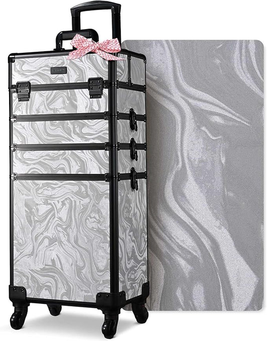 BYOOTIQUE Rolling Makeup Cart on Wheels Hairdressing Brush Bags Hair Tool Travel Suitcase For Nail Bar Studio Beautician Hairstylist Barbershop,CoyoteButtes Graystone
