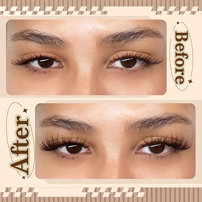 Mavphnee Brown Lash Clusters Wispy Natural Eyelash Extensions Dark Brown Individual Lashes 10-16MM CC-Curly Cluster Lashes Extensions 180Pcs Hybrid Eyelash Clusters DIY Lash Pack