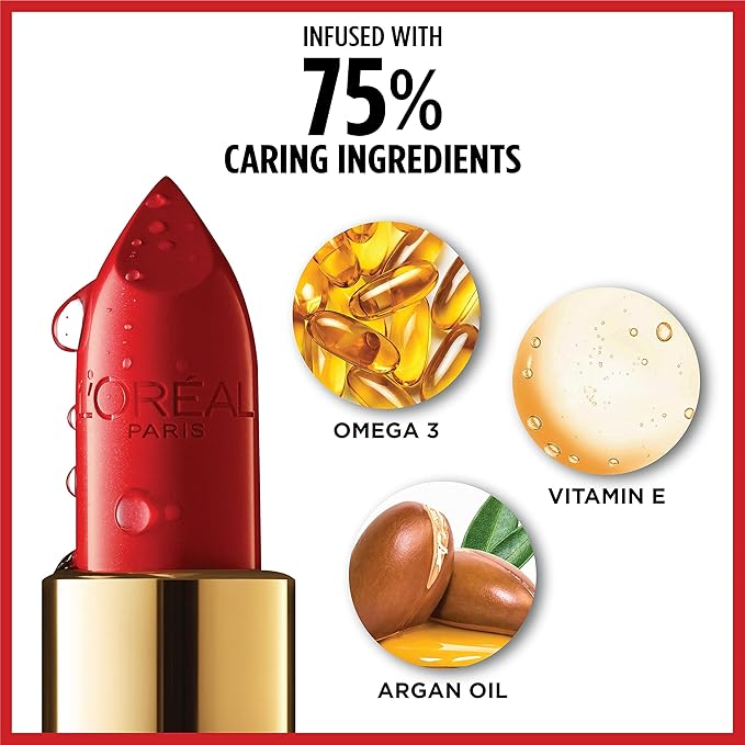 L'Oreal Paris Colour Riche Original Creamy, Hydrating Satin Lipstick with Argan Oil and Vitamin E, I Pink You're Cute , 1 Count