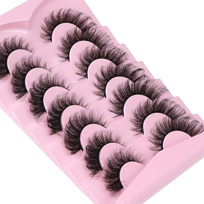 Mink Lashes Full False Eyelashes Wispy Cat Eye Lashes Strip 20MM Fox 8D Dramatic Pack 7 Pairs Fake Eyelashes by Ruairie