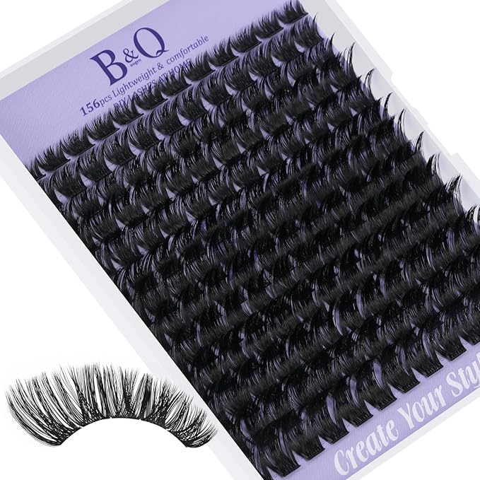 B&Q Lash Clusters B06 DIY Eyelash Extensions 72pcs Clusters Lashes C D Curl Wispy Volume Lashes Individual Cluster DIY at Home (B06,D-8-16MIX)