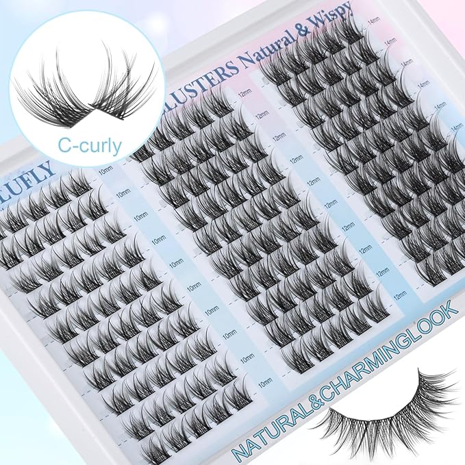 Lash Clusters Wispy Eyelash Clusters Natural C-Curly Cluster Lashes zanlufly Wispy Individual Lashes 150Pcs Eyelash Extension 10 12 14MM DIY Lash Extensional Lash Clusters