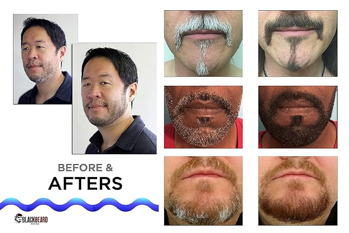 Blackbeard for Men Instant Beard Color – All Day Beard, Mustache, Eyebrow, and Sideburns Color – Temporary, Hypoallergenic Beard Dye Alternative – Up to 45 applications – Light/Medium Brown, 6 Pack