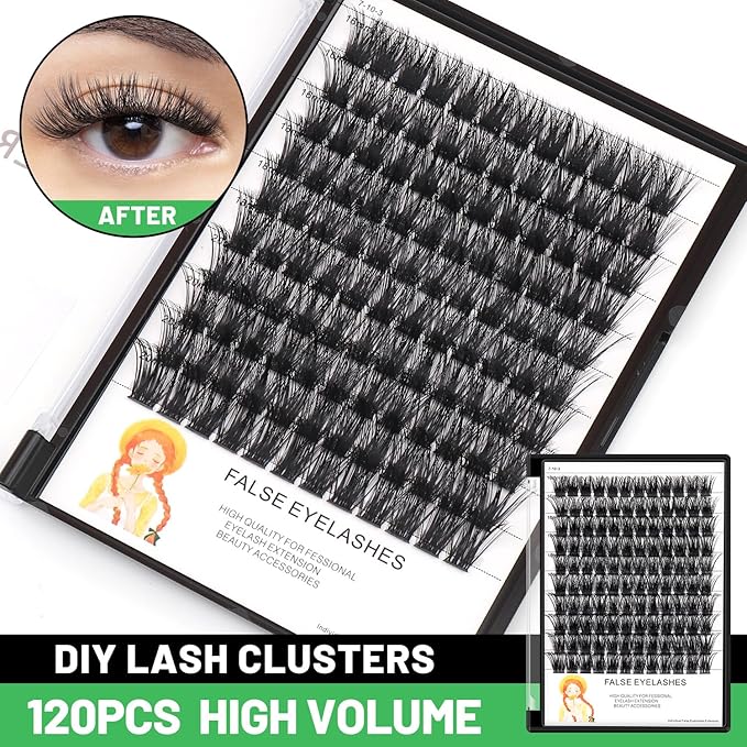 Bodermincer Lash Clusters D Curl Black/Brown/Colored Lashes 10-12-14/12-14-16/16-18-20mm Mixed Lash Clusters Kit For Beginner (M01# 16-18-20mm Mixed)