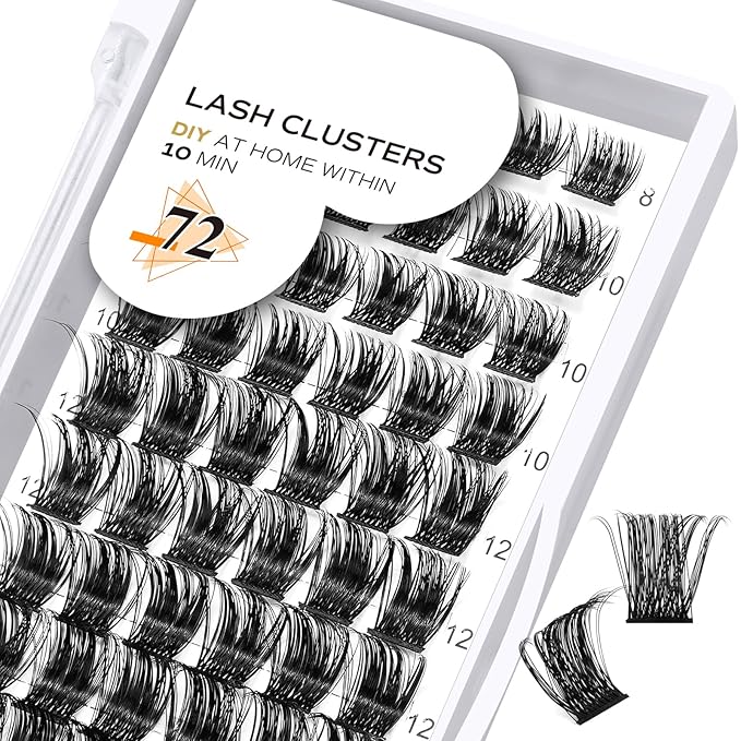B&Qaugen Lash Clusters B07 D Curl 8-16MIX Eyelash Clusters 72 PCS Cluster Eyelash Extensions C/D Curl Lash Clusters Wispy Mega Volume Cluster Lashes DIY lash Extensions at Home (B07,D-8-16MIX)