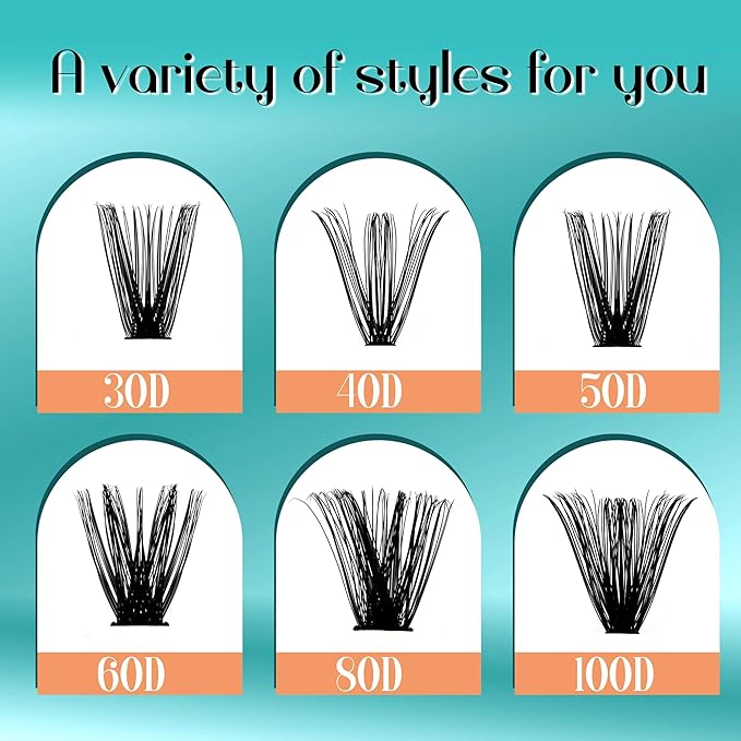 GEMERRY Lash Clusters 280pcs 50D DIY Eyelash Extension D Curl Individual Lash Cluster Natural Eyelash Extension Mixed Tray Reusable Handmade Home Application (50D-0.07D-10-18MIX)