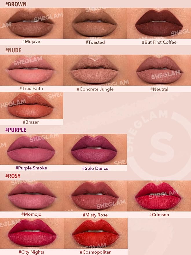 SHEGLAM Lip Liner Creamy Matte Pencil High Pigment Not Easy to Fade Silky Smooth Matte Contour Tint Lip Makeup-Purple Smoke
