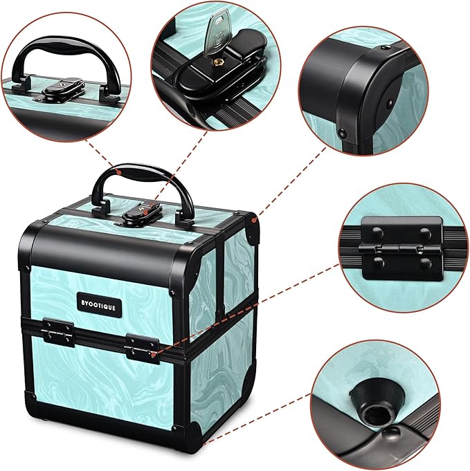 BYOOTIQUE Rolling Makeup Train Case with Portable Cube Case Cosmetic Organizer