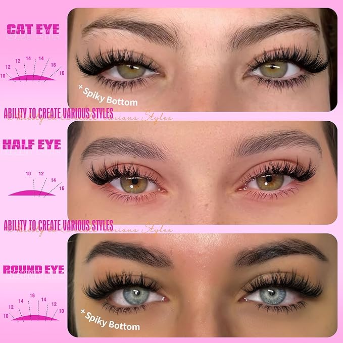 TNFVLONEINS Lash Clusters with Bottom Lashes Spiky Cluster Eyelash Extensions Wispy Eyelash Clusters DIY Individual Lashes with Spikes DIY Manga Lash Extension