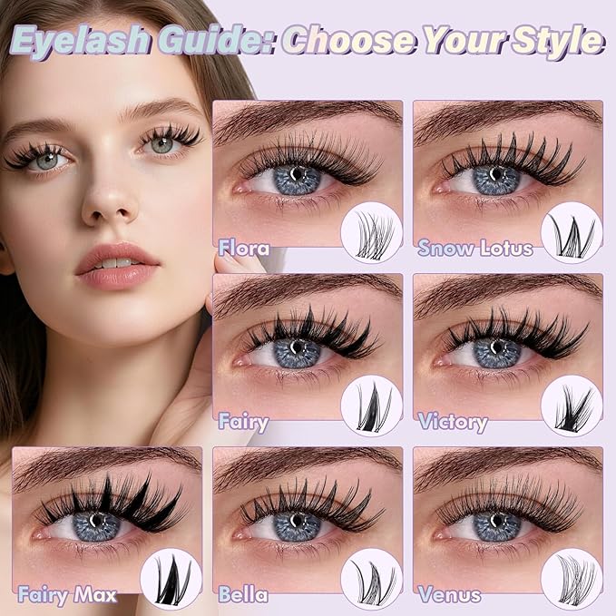 B&Q Fairy Lash Clusters Invisible Band False Eyelashes Clusters Natural Cluster Eyelash Extensions Comfortable Individual Lashes Extension DIY Soft Eyelash Clusters（Fairy-14mm）