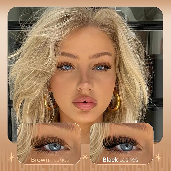 JIMIRE Brown Lash Clusters 6 Styles Mixed D Curly Eyelash Clusters Natural 476Pcs Fluff Cluster Eyelash Extensions Wispy Brown Cluster Lashes Extensions for Everyday Wear(30D+40D+50D+60D+80D+100D)