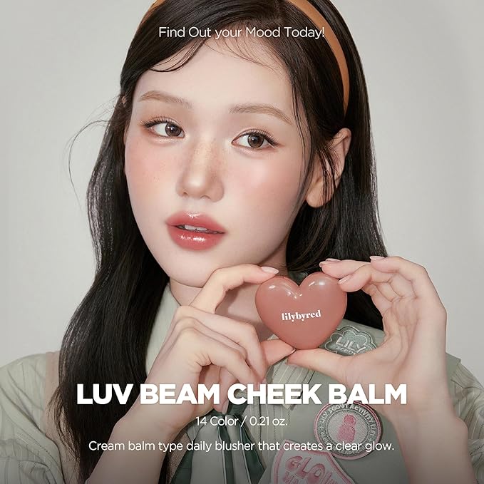 lilybyred Luv Beam Cheek Balm | Heart-Shaped Korean Cream Blush, Semi-Matte Finish, Long-Lasting, Blendable & Buildable, Soft Creamy Texture, Lightweight, Natural Flush, 0.12 oz. (11 Cozy Peach Beige)