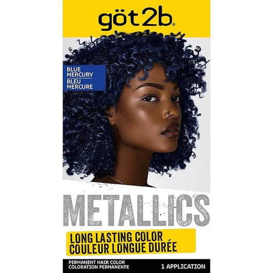 got2b Metallics Permanent Hair Dye, Blue Mercury M67, Hair Color for Women & Men, Formulated with Metallic-Shine Booster for Cool, Shimmering Tones, Lasts Up to 30 Washes, 1 Kit