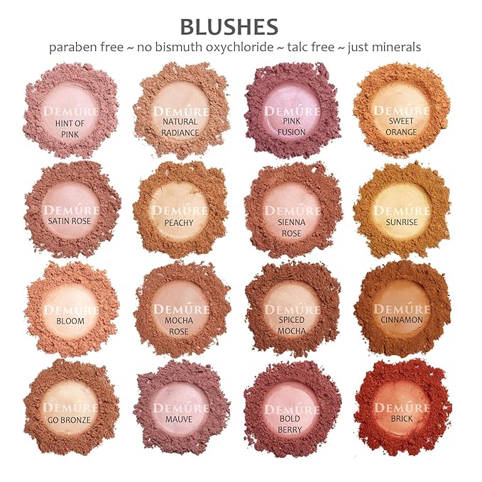 Demure Mineral Blush Makeup (Peachy), Loose Powder, Professional Quality, Cruelty Free Powder By Demure
