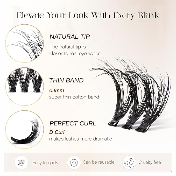 BEFER Lash Clusters, 108 Pcs 3D Curl Eyelash Clusters Volume Individual Lashes Extensions 10-16MM Wispy Eyelash DIY At Home(Brave, ZE11)