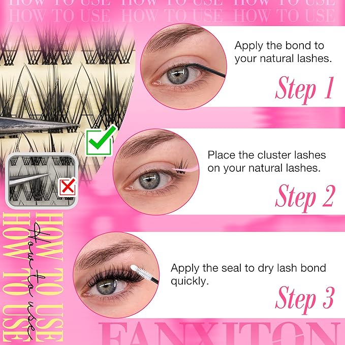 Wispy Lash Clusters Kit Natural Look Eyelash Cluster Eyelash Extensions Short Eye Lashes Natural Looking with Lash Brush DIY Lash Extension Kit Individual Lashes Kit For Beginners (No Glue)