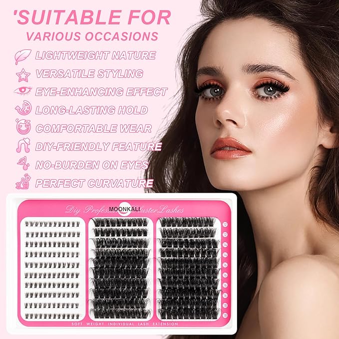 Fluffy Lash Clusters 80D 100D Mix Individual Lashes Clusters With Bottom Eyelash Clusters 12-18MM Thick Volume Cluster Eyelash Extensions Waterproof D Curly DIY Fake Mink Eyelashes Extension