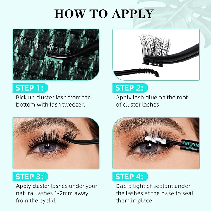 Lash Clusters Wet Look 140Pcs Fluffy Eyelash Cluster Ultra-Thin Lash Band Eyelashes Extensions Spiky Anime Wide Span Lashes(Sunflower,D-12mm)