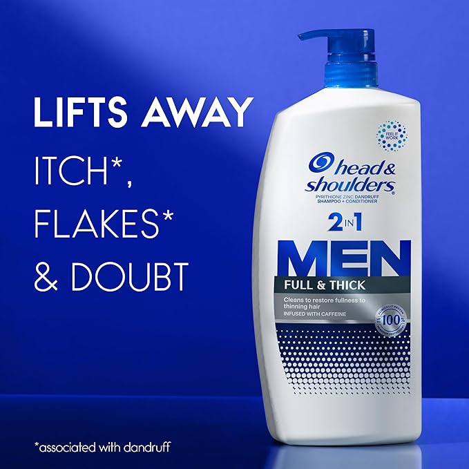 Head & Shoulders Anti-Dandruff Shampoo and Conditioner, Full and Thick 2-in-1 Twin Pack, 1% Pyrithione Zinc, Cleans to Restore Fullness to Thinning Hair, 32.1 fl oz Each