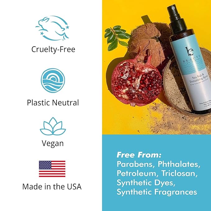 Beauty by Earth Sea Salt Spray for Textured Beach Waves & Volume - USA Made with Organic Ingredients, Texturing and Volumizing Spray for Fine Hair for Men & Women (Pack of 2)