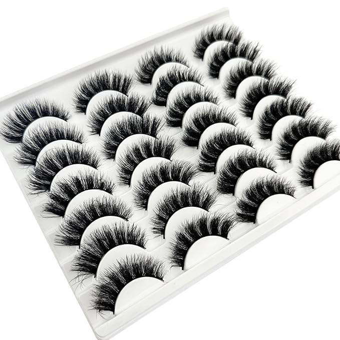 Yasnai Lashes Fluffy Thick False Eyelashes Faux Mink Lashes Fake lashes 14 Pairs Pack 9D Wispy Cat Eye Lashes