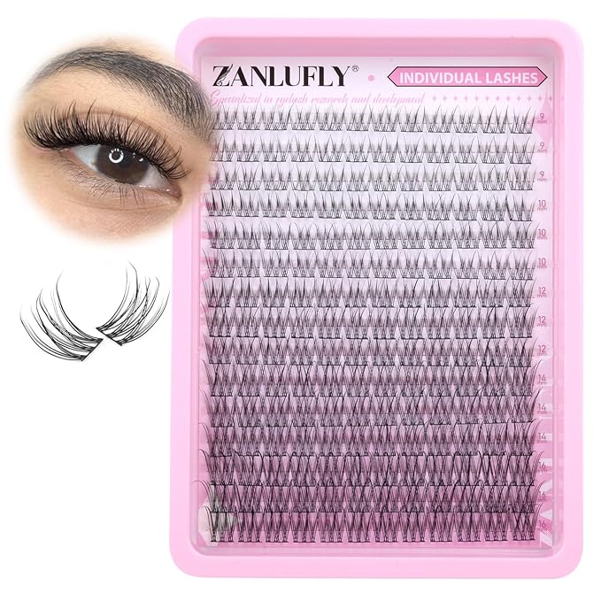 Lash CLusters Wispy Eyelash Clusters Natural Lash Extensions C-Curly DIY Eyelash Extensions zanlufly 180Pcs Individual Lashes(9MM 10MM 12MM 14MM 16MM)