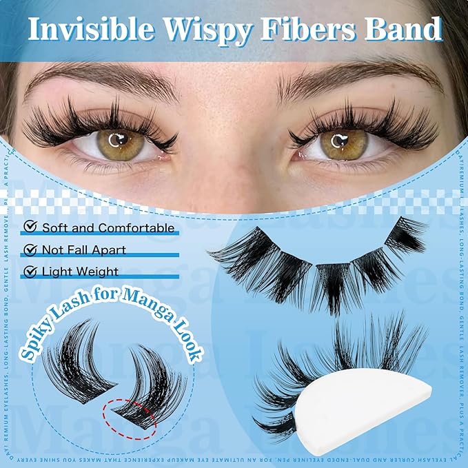Lash Clusters California Sunset Manga Style Volume Soft 144Pcs 8-18mm Mix Eyelash Clusters DIY Lash Extension Ultra-Thin Band DIY Lashes (Fairy02)