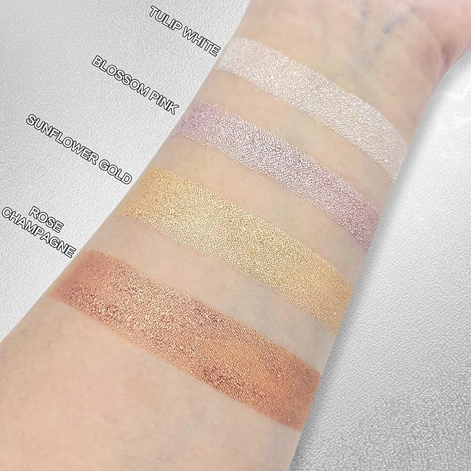 Highlighter Makeup Palette Shimmer Face Body Illuminator Glitter Highlighter Makeup Kit Long Lasting Highly Pigmented Highlighters Makeup Palette #4 Rose Champagne