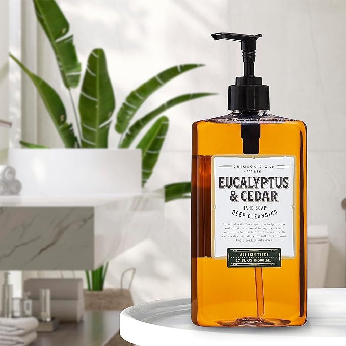 Body Prescriptions Crimson & Oak Men's Deep Cleansing Hand Soap with Pump Dispenser, 17 Fl Oz (Pack of 1), Eucalyptus & Cedar