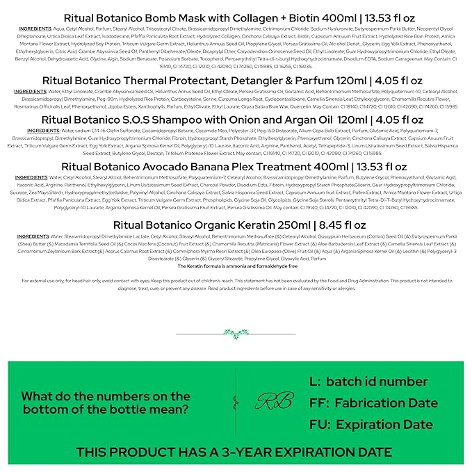 Ritual Botánico Keratina Orgánica | Treatment to Straighten, Repair and Relax Hair | All Natural, Organic & Vegan Ingredients | Product of Colombia | 6 Piece Kit