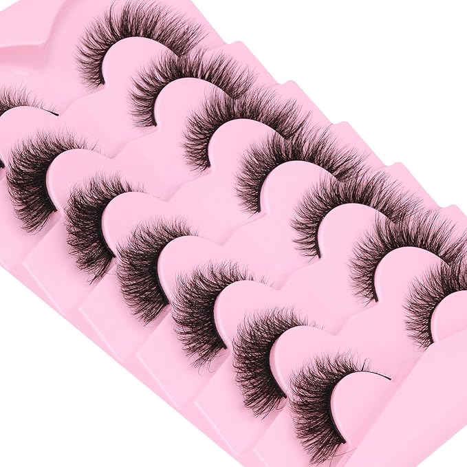False Lashes Natural Look Faux Mink Lashes Full Fake Eyelashes 16MM Cat Eye Lashes Wispy False Eyelashes 7 Pairs by Ruairie