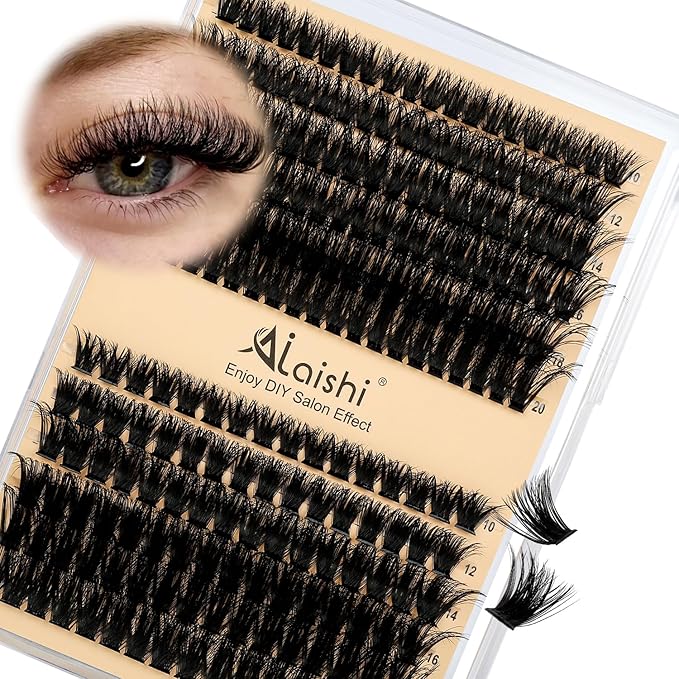 Lash Clusters Kit, DIY Cluster Eyelash Extensions 10‑20mm, 80D+100D, 216pcs Fluffy D Curl Natural Lashes–Fake Cat Eye Individual Clusters