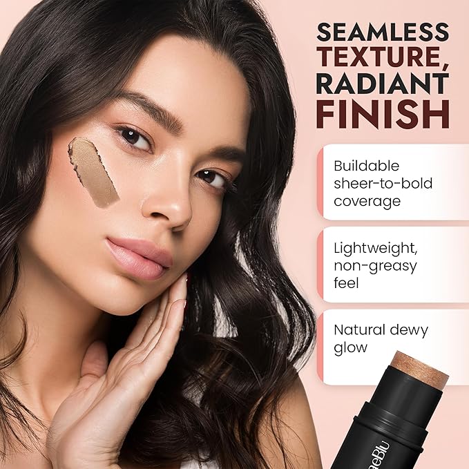 BaeBlu - Organic Blush Tube, Amaretto - 100% Natural Vegan Cream Blush Sticks, Multi-Use Bronzer, & Highlighter for Lips, Cheeks & Eyes, Buildable Shimmer, Gluten-Free, Paraben-Free, Made in USA