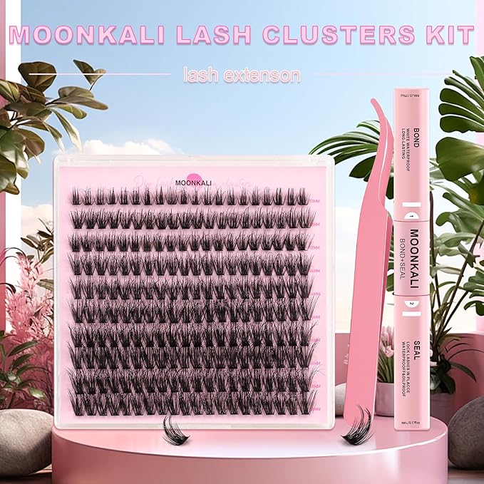 Lash Clusters Kit Mink Wispy Full Eyelash Clusters D Curly Natural Waterproof Cluster Eyelash Extensions With Lash Glue Bond and Seal and Eyelash Tweezers Luxury 60D Individual Cluster Lashes Kit