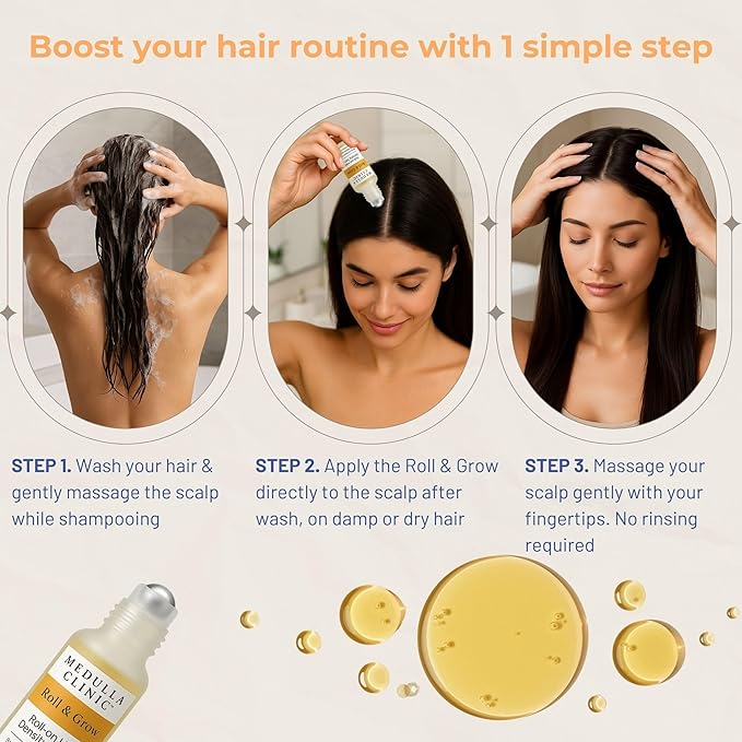 Hair Growth Serum Roll On with Batana, Rosemary & Biotin - Natural Scalp Treatment for Thinning Hair for Men & Women - Non-Greasy Easy Application - 1 fl oz | 30 ml