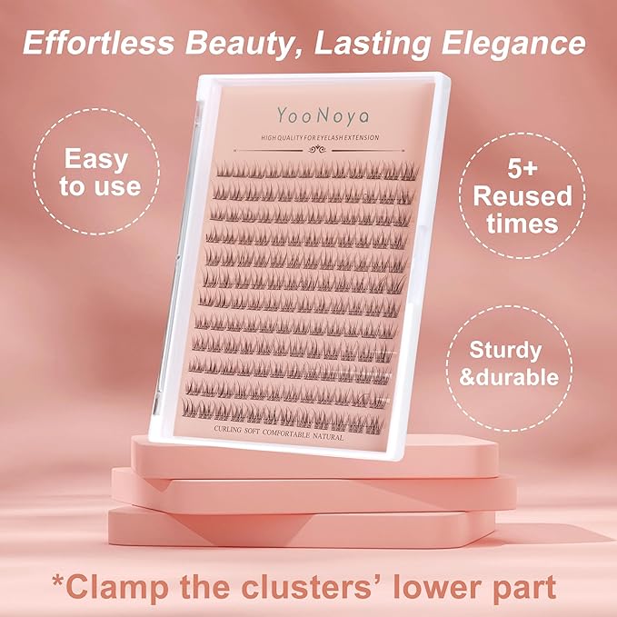 Wispy Cluster Lashes 144 Pcs 11mm Natural Individual Eyelashes Wispy C D Curl DIY Cluster Eyelash Extensions Super Thin Band Eyelashes (QF-11mm)