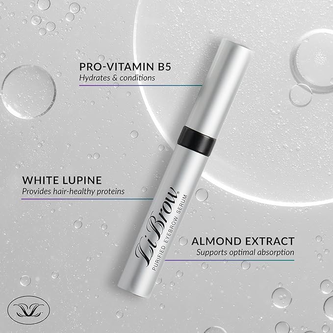 LiBrow Purified Eyebrow Serum to Grow Darker, Fuller, Thicker-Looking Brows - Natural Botanical Extracts, Safe for Sensitive Skin & Thin Overplucked Brows - Vegan & Cruelty-Free (3mL, 90-Day Supply)