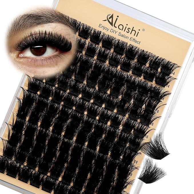 Lash Clusters Kit, DIY Cluster Eyelash Extensions 14‑20mm, 200D, 120pcs Fluffy D Curl Natural Lashes–Fake Cat Eye Individual Clusters