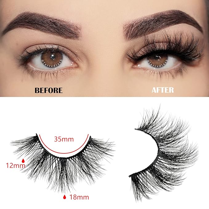 FARRED Wispy Lashes Fluffy Eyelashes False Eye Lash Strips 10 Pairs Doll Eye Mink Eyelash Wispies Pestañas Natural Look