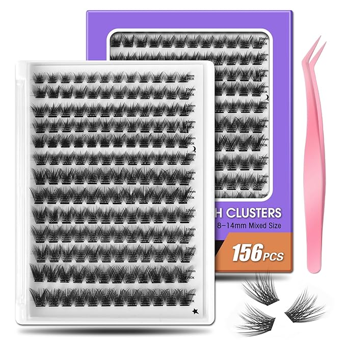 Fluffy Lash Clusters, 156 Lightweight Clusters Individual lashes, 8-14mm Individual Lashes DIY Cluster Lashes Extension Soft Comfortable False Eyelashes (Fluffy-Mixed)