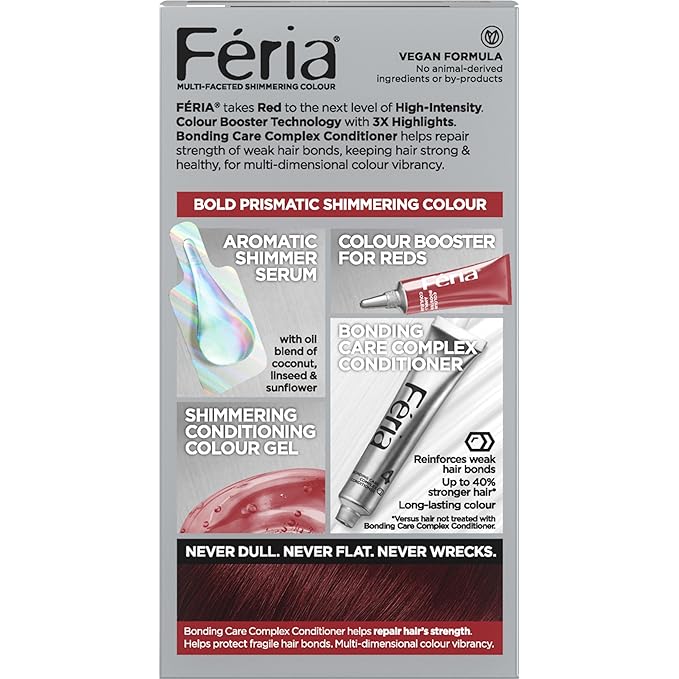 L'Oreal Paris Feria Multi-Faceted Shimmering Permanent Hair Color, R48 Red Velvet (Intense Deep Auburn), Pack of 1 Hair Dye Kit