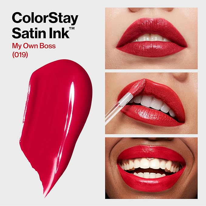 Revlon ColorStay Satin Ink Liquid Lipstick, Longwear Rich Lip Colors, Formulated with Black Currant Seed Oil, 019 My Own Boss, 0.17 fl oz