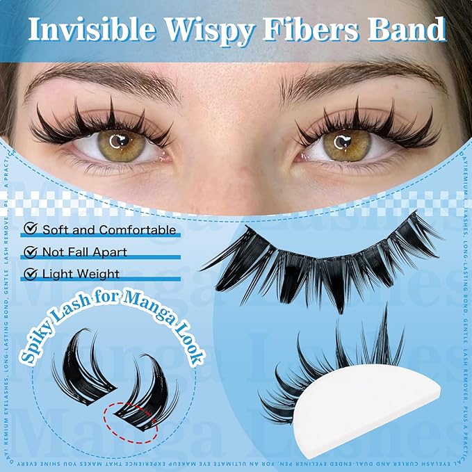 Lash Clusters Manga Lash Clusters Volume Soft 120pcs 10-18mm Mix Eyelash Clusters DIY Manga Lashes Invisible Ultra-Thin Band DIY Lashes (Fairy03)