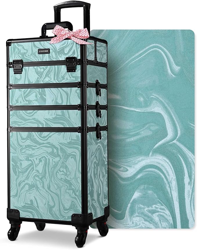 BYOOTIQUE 4in1 Rolling Makeup Organizer Cart Beautician Travel Makeup Case on Wheels for Nail Tech Manicurist Beautician Beauty Salon,CoyoteButtes Vitality
