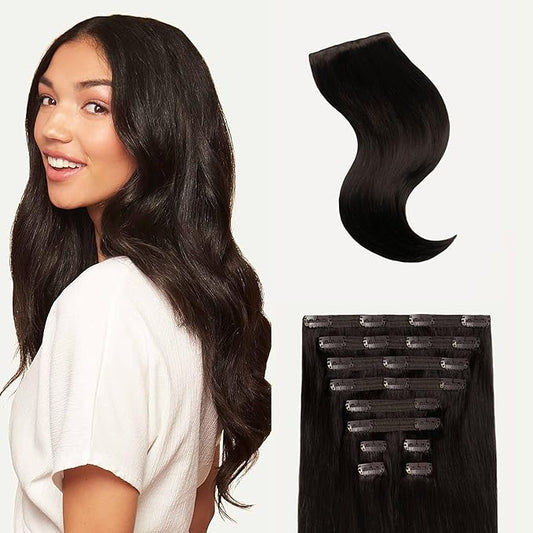 Luxy 100% Remy Human Hair, Classic 160g Clip-In Hair Extensions - 10 Wefts Multi-Dimensional Color for Natural Blending, Adds Volume & Length, Easy Apply & Remove 20" Mocha Brown Classic