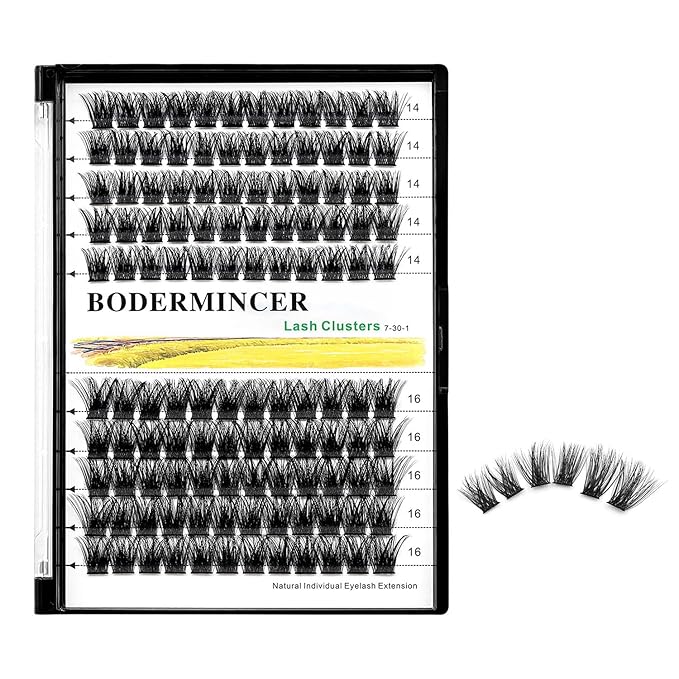 Bodermincer 120 Clusters 10mm+12mm/12mm+14mm Mixed Lash Cluster False Eyelash Individual Cluster EyeLashes Grafting Fake False Eyelashes Eyelash Extension (M01-Black-14mm)