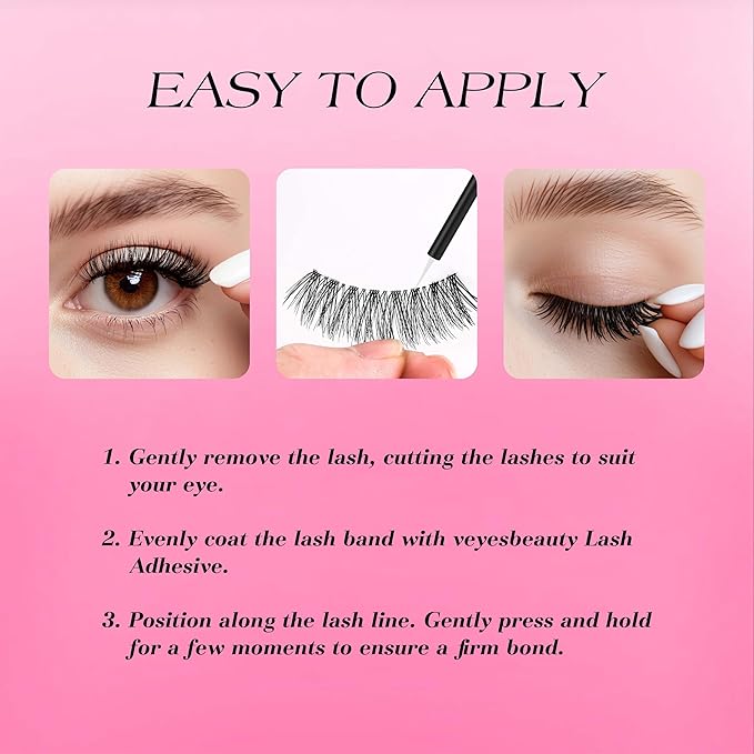 VEYESBEAUTY False Eyelashes Wispy Lashes Lightweight Natural Look Fluffy 3D Layered Volume Faux Mink Thin & Invisible Band Dreamy Lashes, Comfortable and Reusable, 5 Pairs
