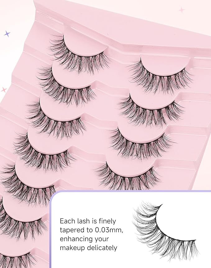 Natural Lashes Natural Eyelashes Natural Look Wispy Lashes Mink Lashes False Eyelashes Fake Eyelashes C Curl Lashes Strip Lashes Pure-07